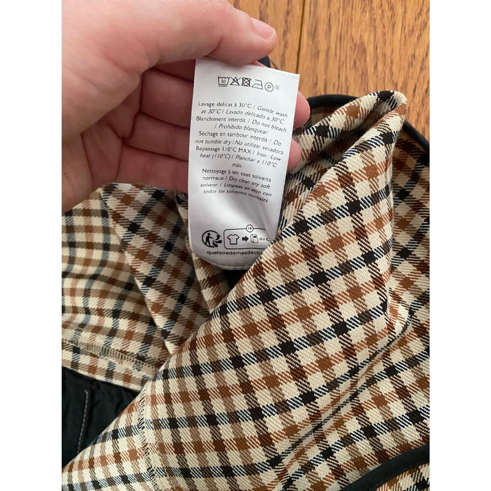 Sezane Cropped Checked Ankle Pants in Tan and Brown - Picture 11 of 14